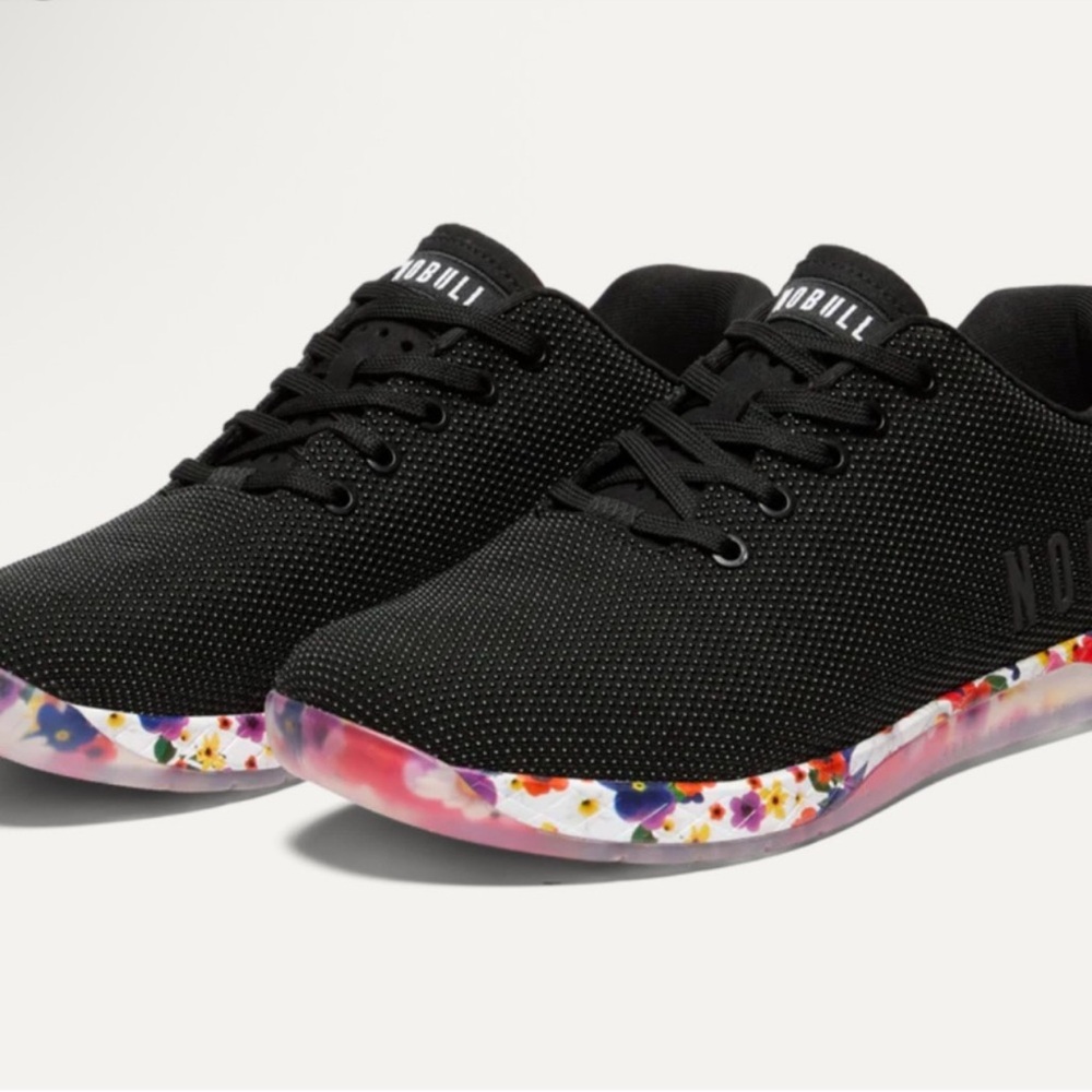 NOBULL Black Daisy Trainers with Colorful Floral Sole
